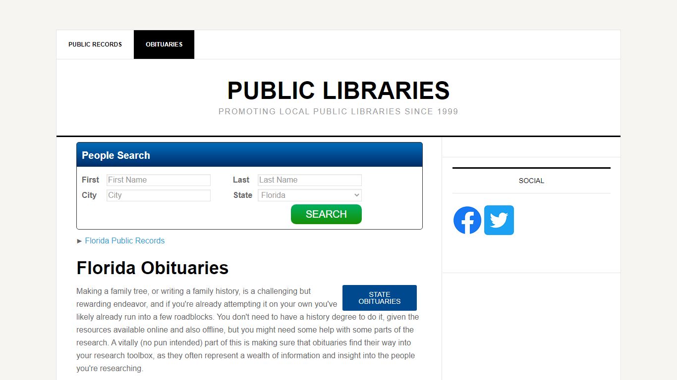 Florida Obituaries - Public Libraries